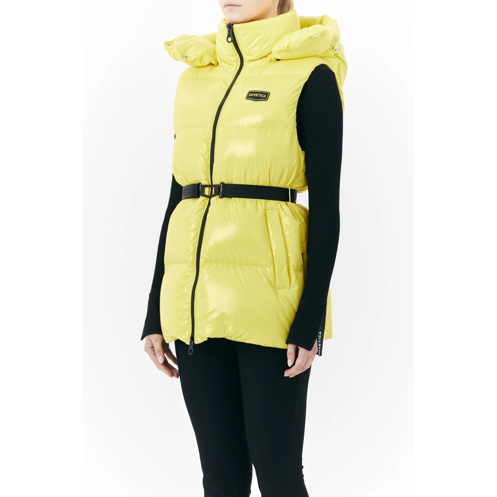 duvetica Lichtgele Mid-Down Vest met Afneembare Capuchon Yellow Dames