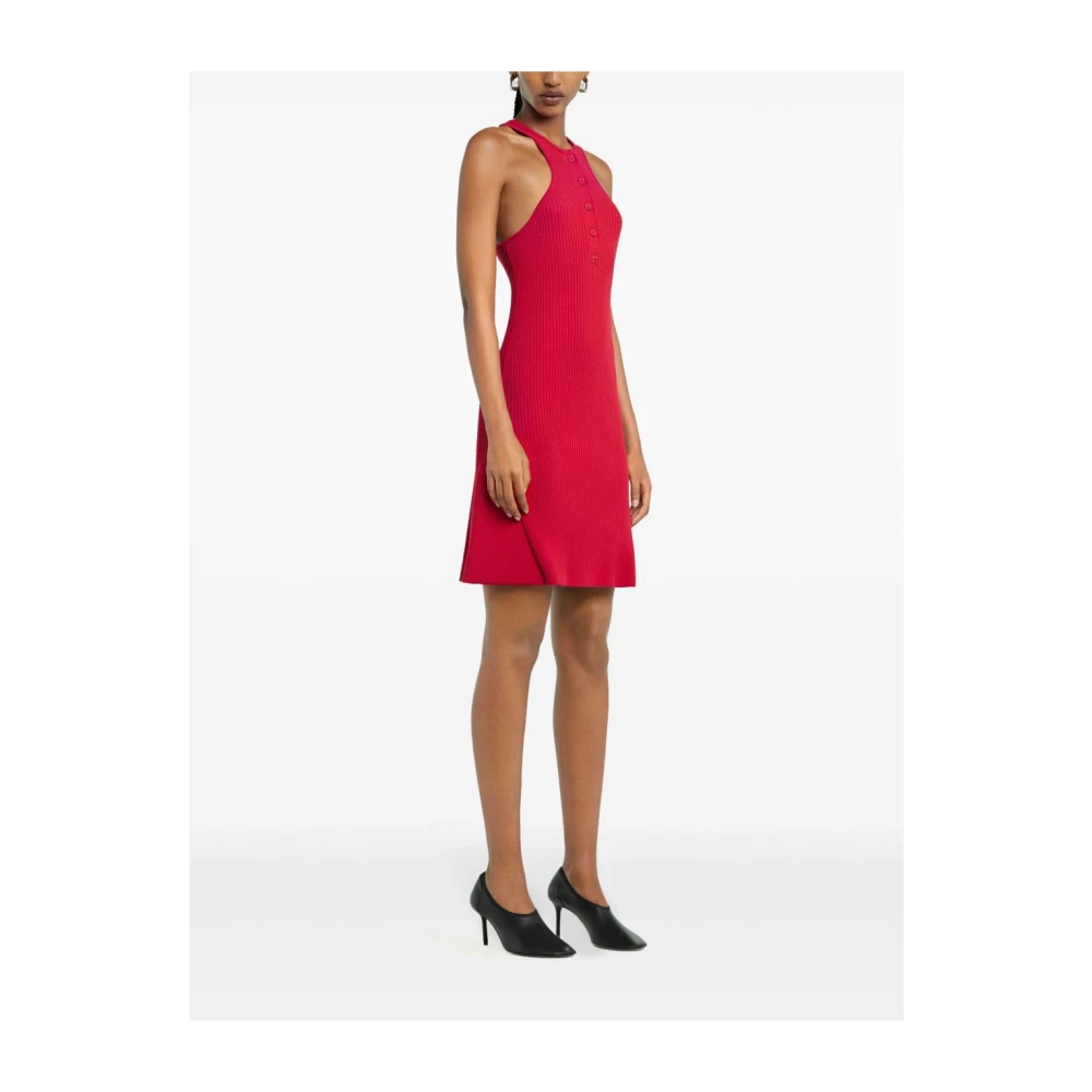 Courrèges Rode Geborduurde Logo Racerback A-Line Jurk Red Dames