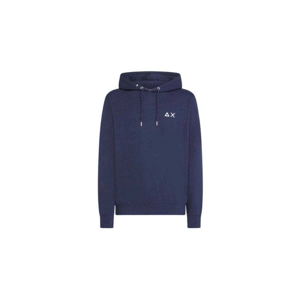 Sun68 Katoenen hoodie met trekkoord en logo Blue Heren