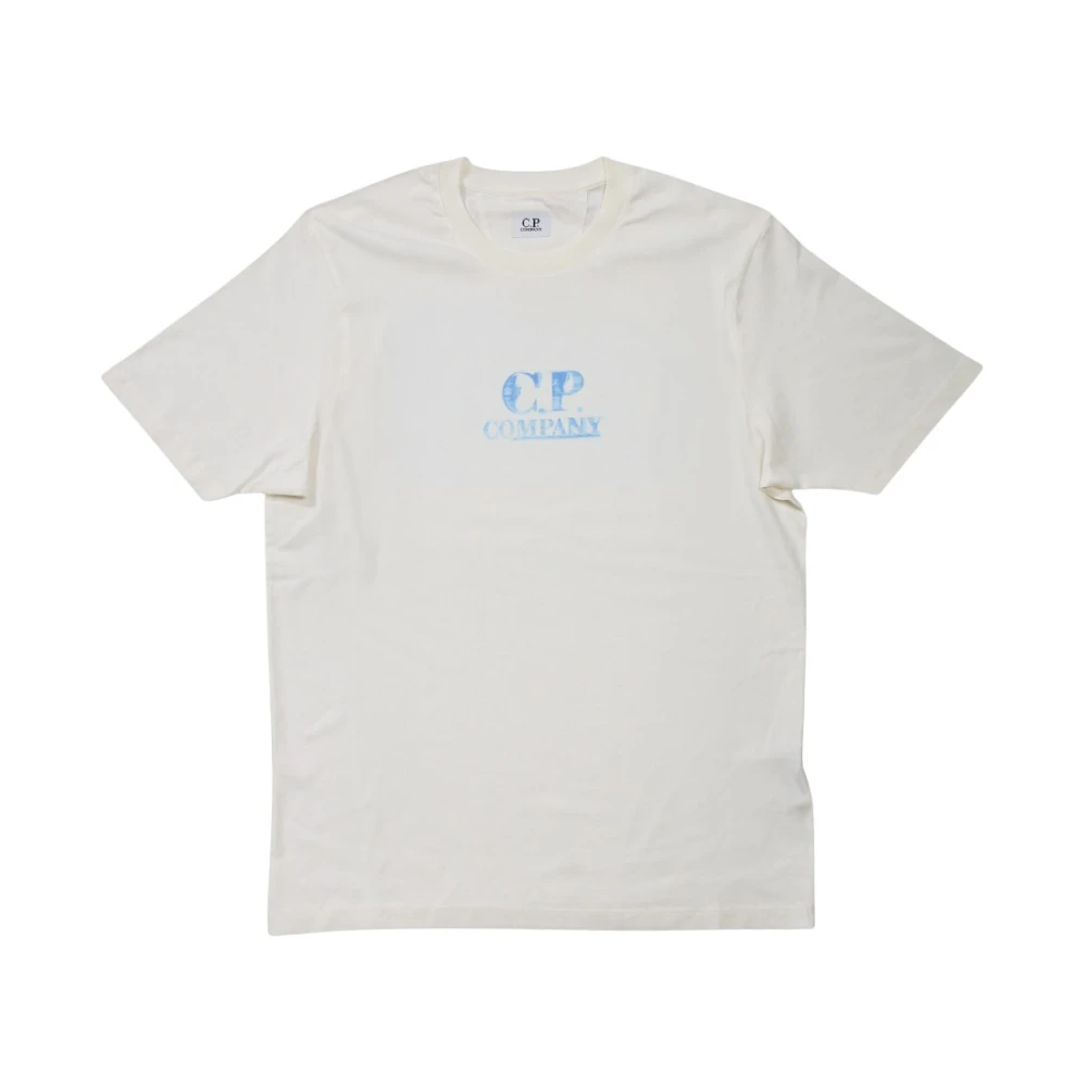 C.P. Company Wit T-shirt met Geschilderd Logo White Heren