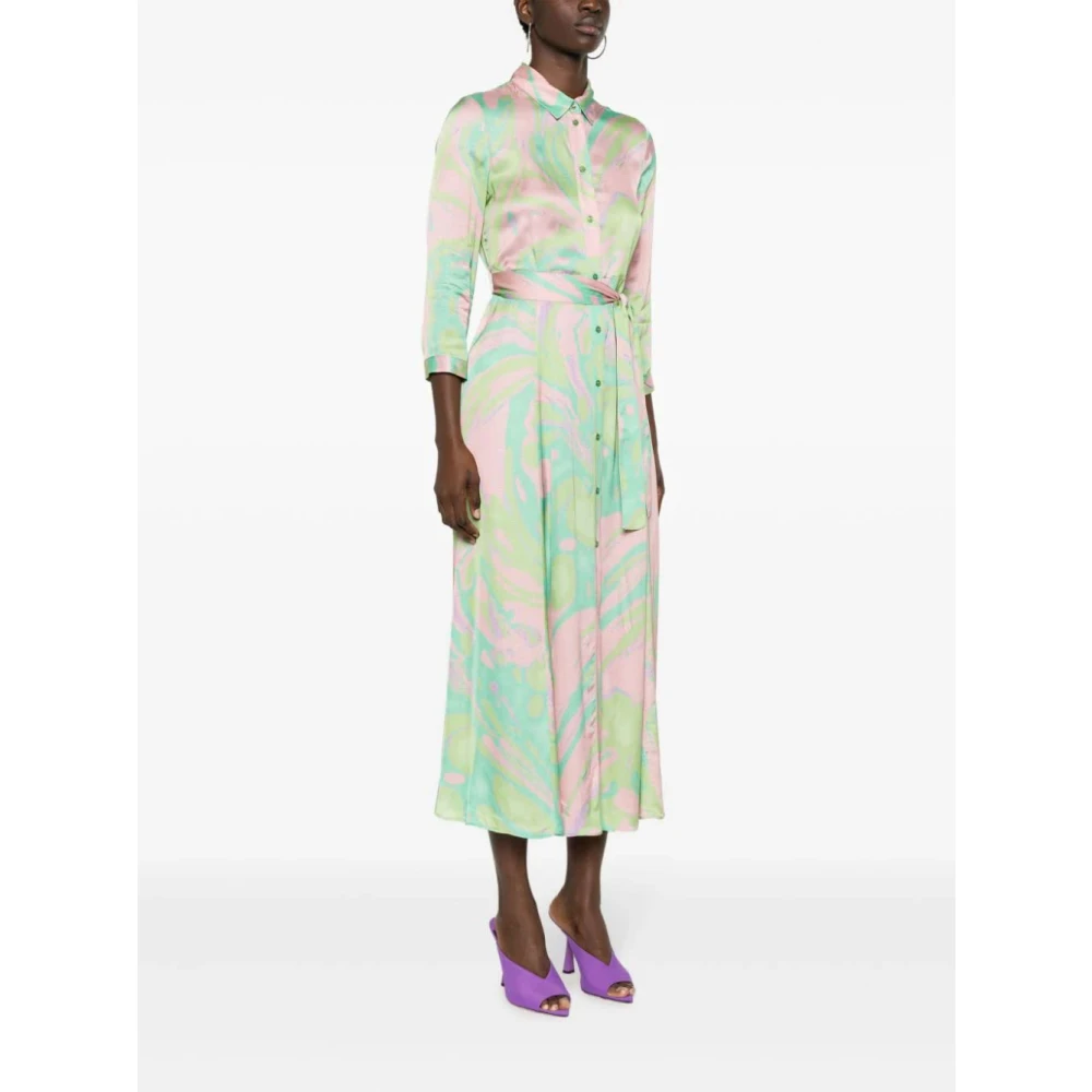 pinko Satin Print Sushi Jurk Green Dames