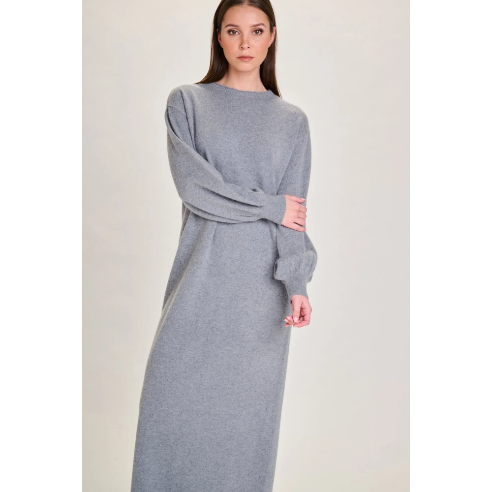 March23 Gebreide Jurk A-lijn Mouwloos Zomerjurk Gray Dames