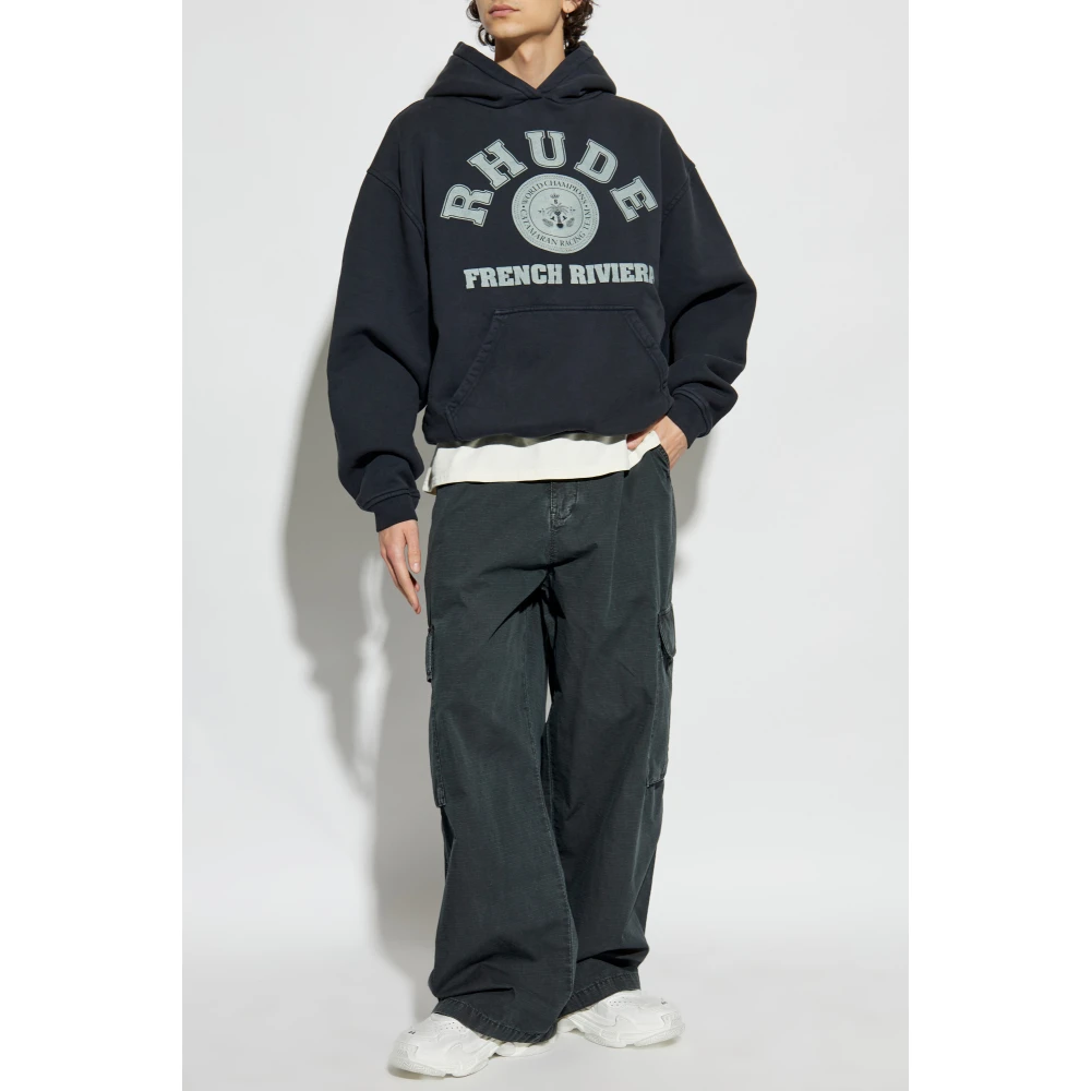 Rhude Logo Hoodie Gray Heren