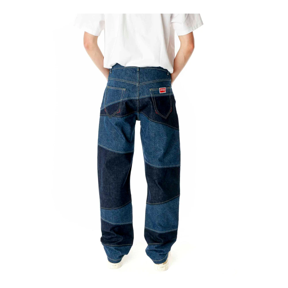 Kenzo Patchwork Botan Losse Jeans Blue Heren