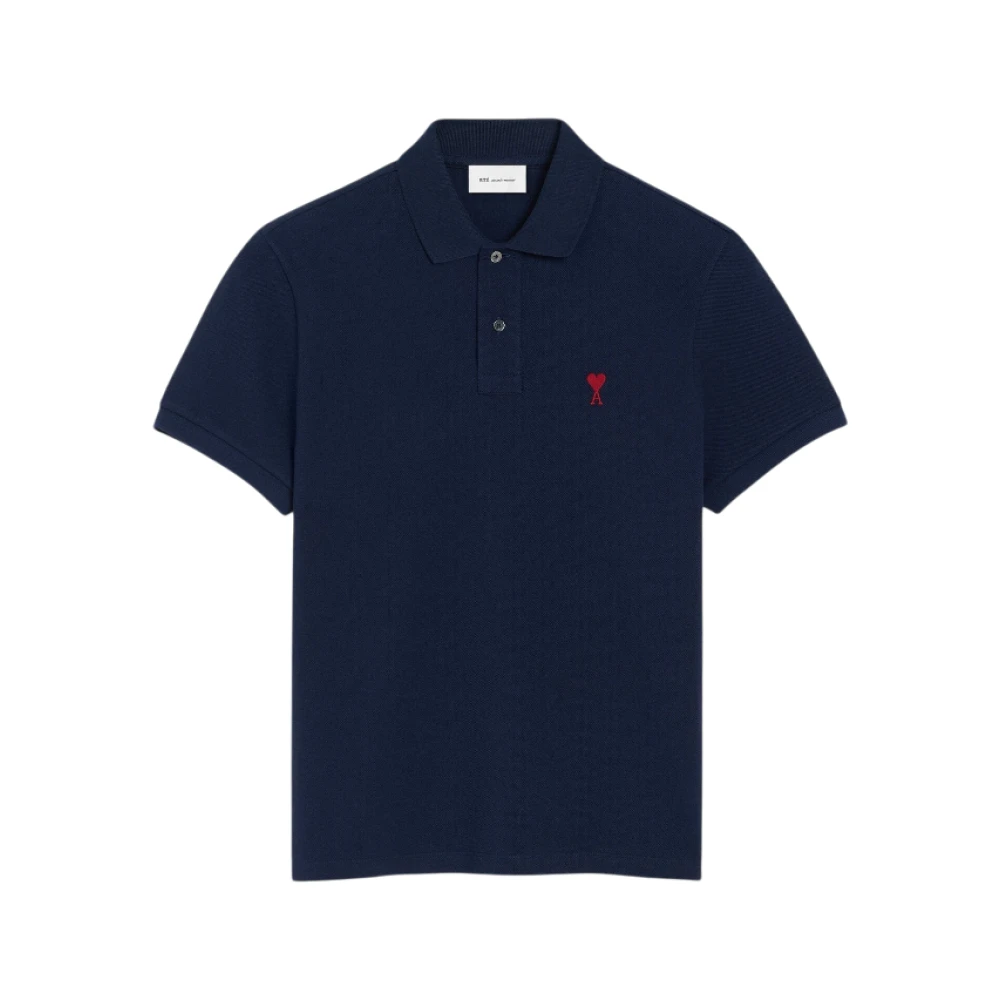 Ami Paris Unisex - Blue Cotton Polo With Ami De Coeur Blue - Size: M - Immagine 3