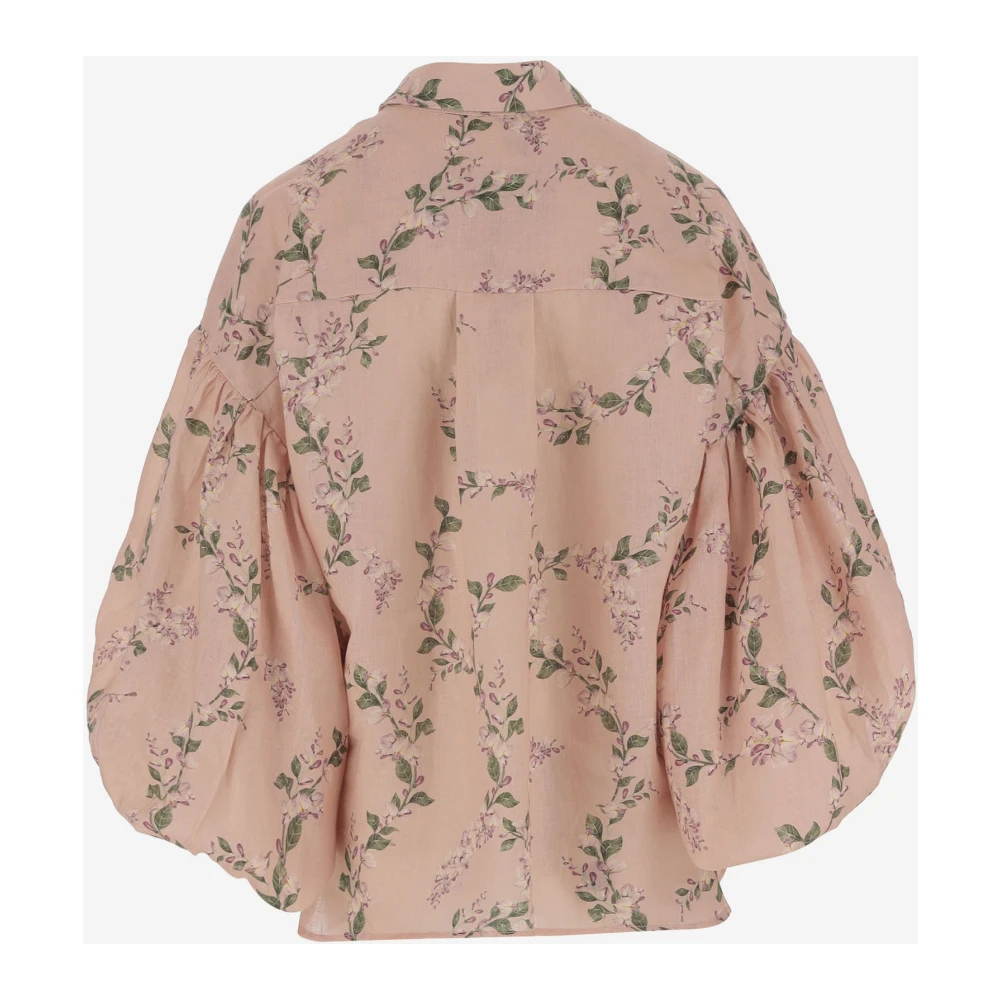 Agua by Agua Bendita Bloemen Linnen Pofmouw Shirt Multicolor Dames