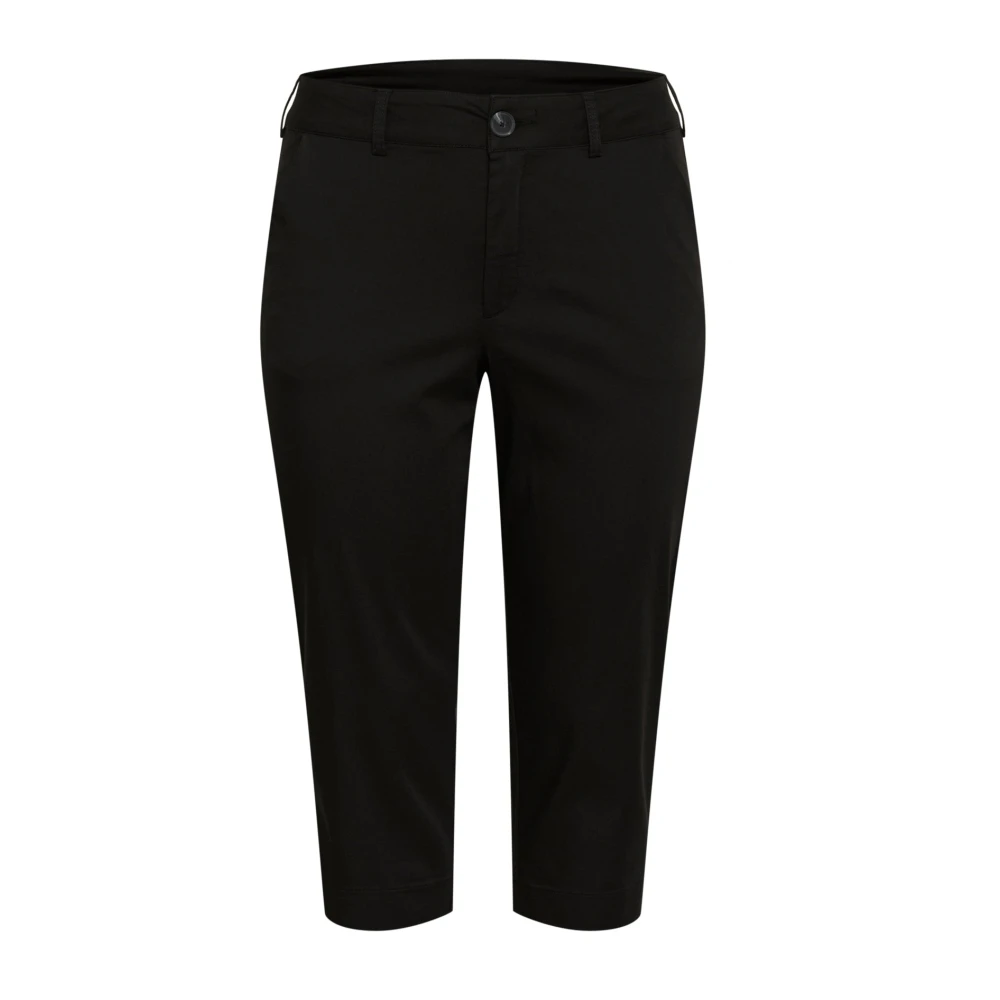 Kaffe Curve Women's Black Deep Capri Trousers Straight-Leg - Cropped Trousers - 7XL - Trousers