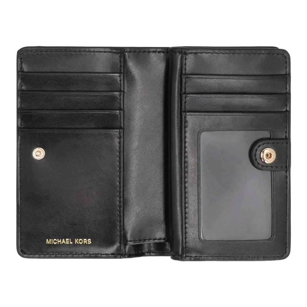Michael Kors Portemonnee van gekorreld leer met drukknoop Black Dames