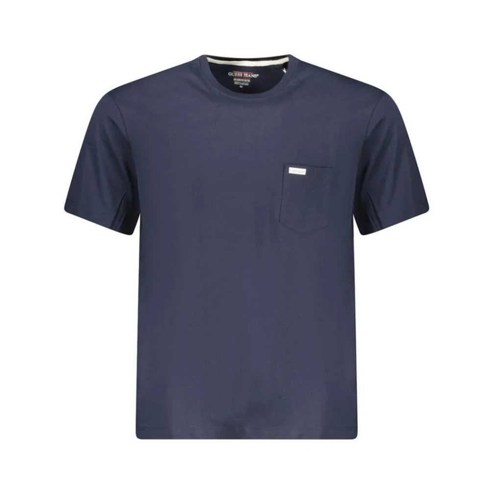 Guess , T-Shirts, Male, Blue, S, Blue Cotton Crew Neck T-Shirt