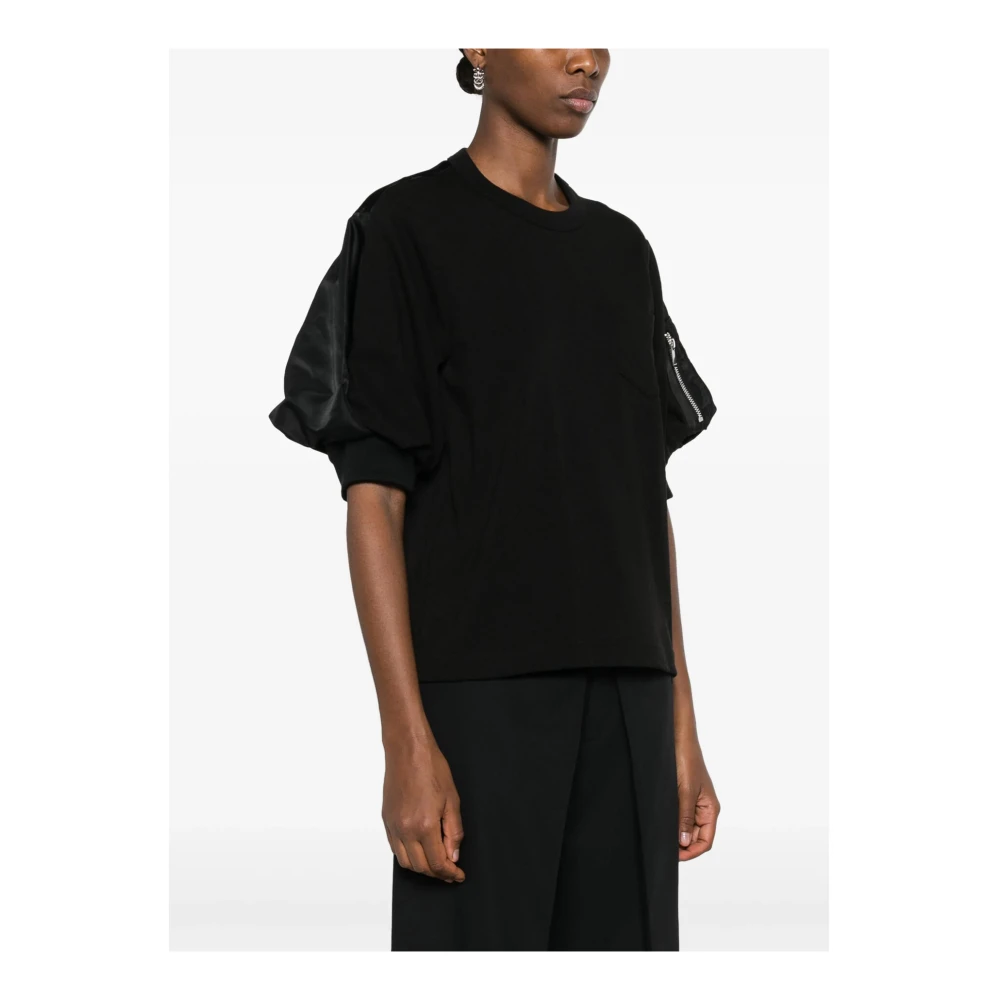 Sacai Hoogwaardig katoenen T-shirt voor vrouwen Black Dames