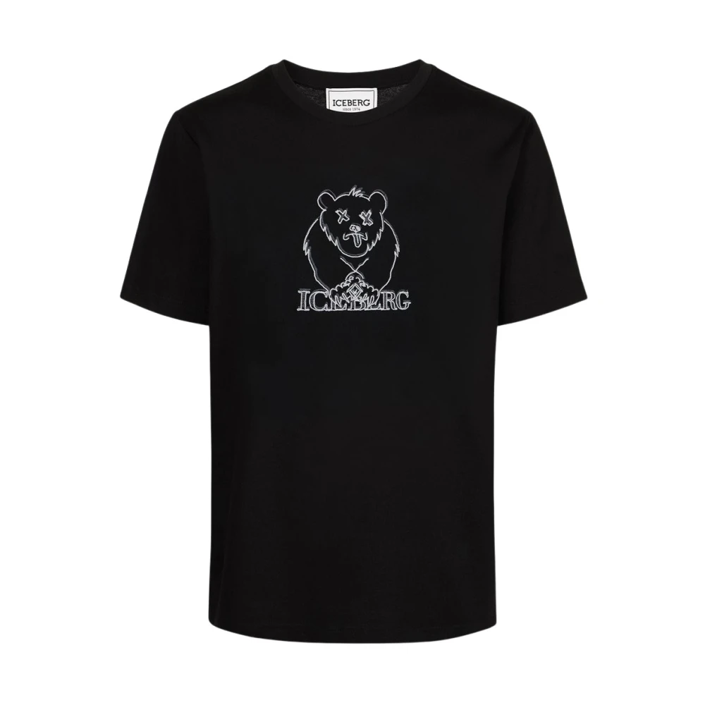 Iceberg T-shirt met bedrukte en geborduurde beer Black Heren