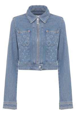 Måntryckt Croppad Jeansjacka