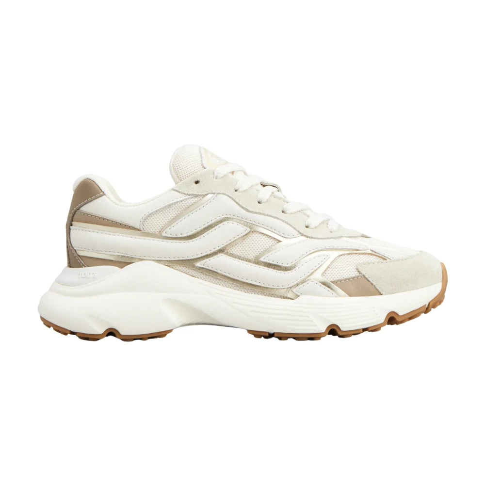 Tod's Women's Beige Sneakers, 4 Uk, Leather And Fabric Trainers