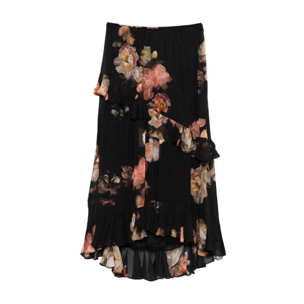Zimmermann Women's Multicolor Black Floral Print Layered Skirt - Midi Skirts - M - Skirts