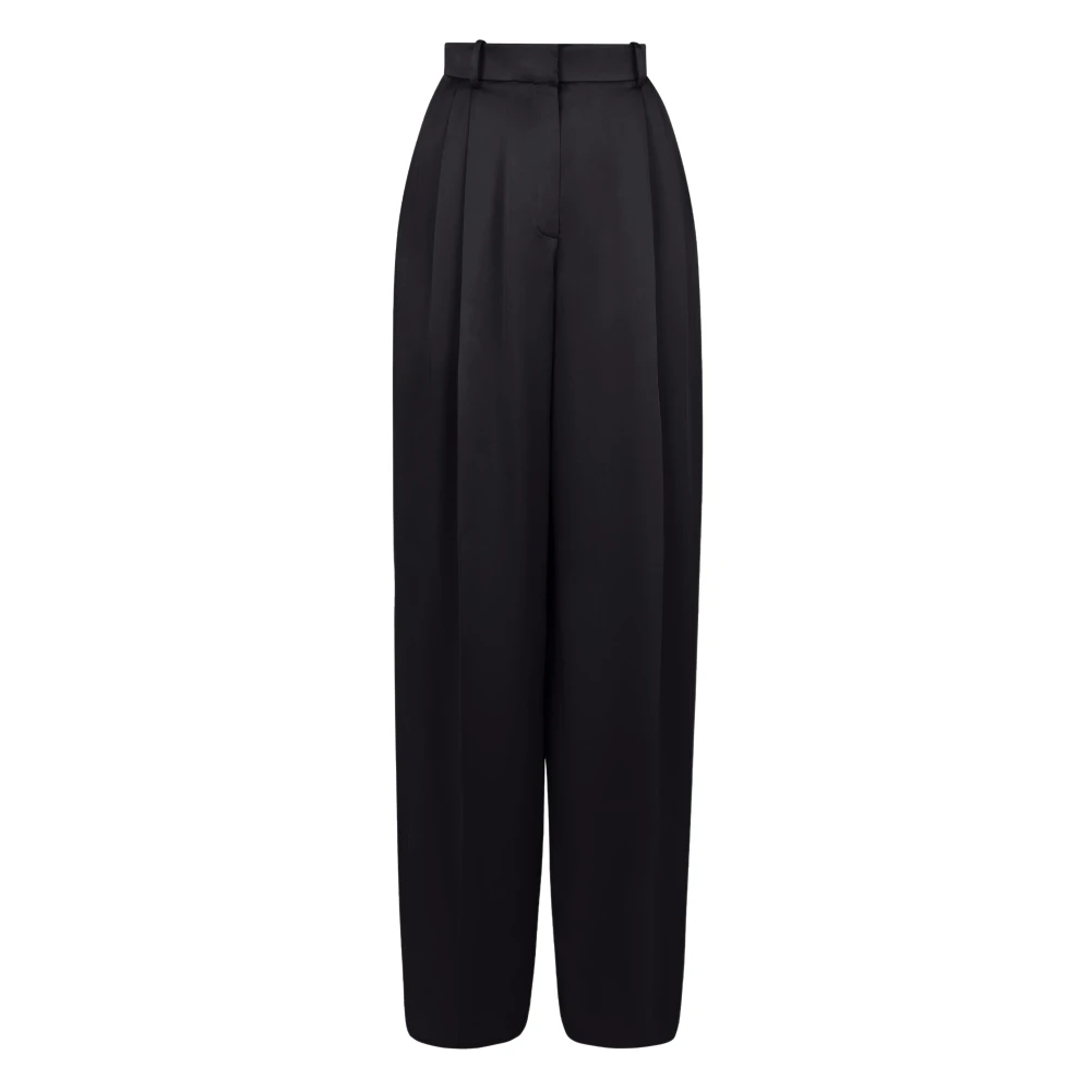 Nina Ricci Vrouw Zwart Broeken Dames, 2XS, Satijn, Wide-Leg Crêpe Satijnen Broek