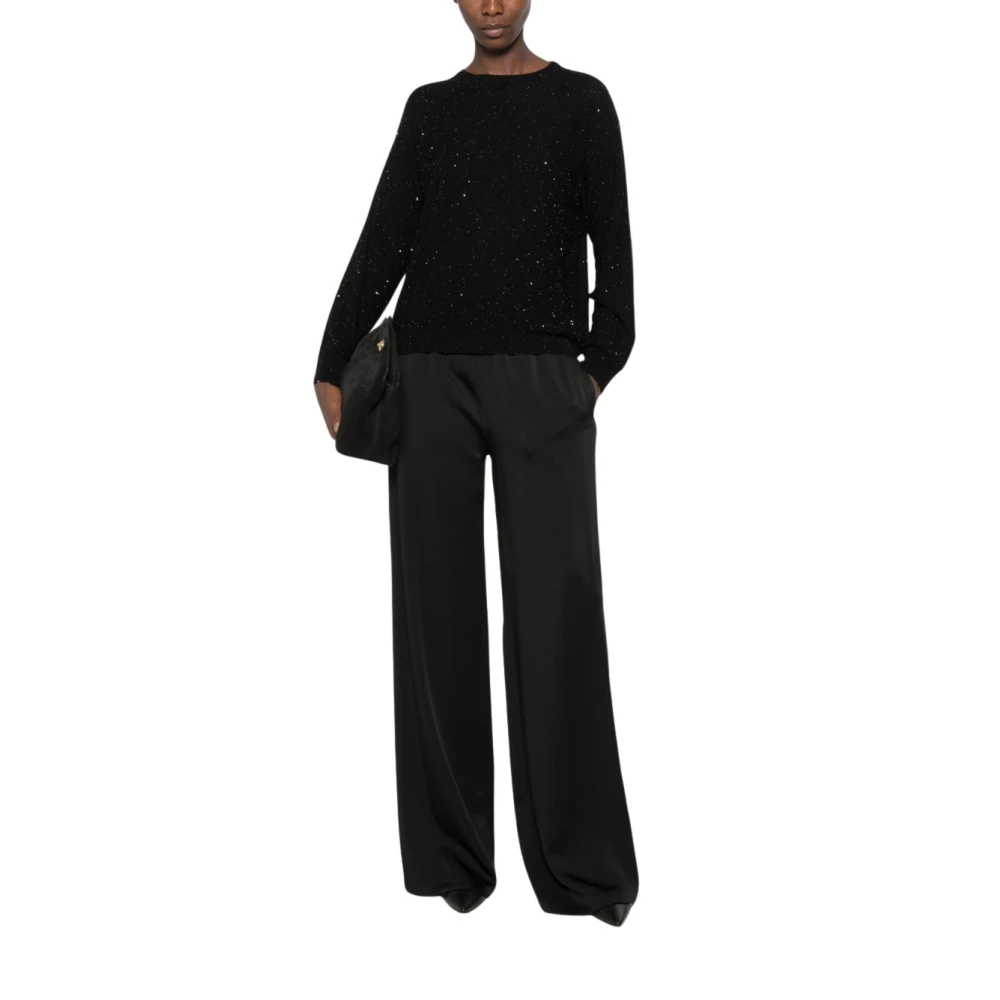 Fabiana Filippi Sequin-Embellished Crew Neck Knit - Female - Round-Neck Knitwear - Black - M - Knitwear