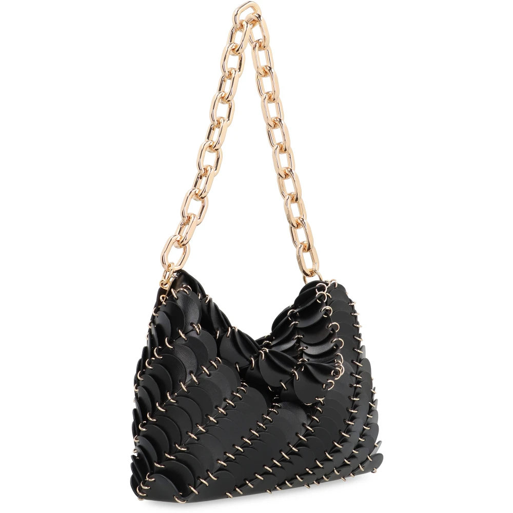 Paco Rabanne Leren schoudertas met kettinghengsel Black Dames