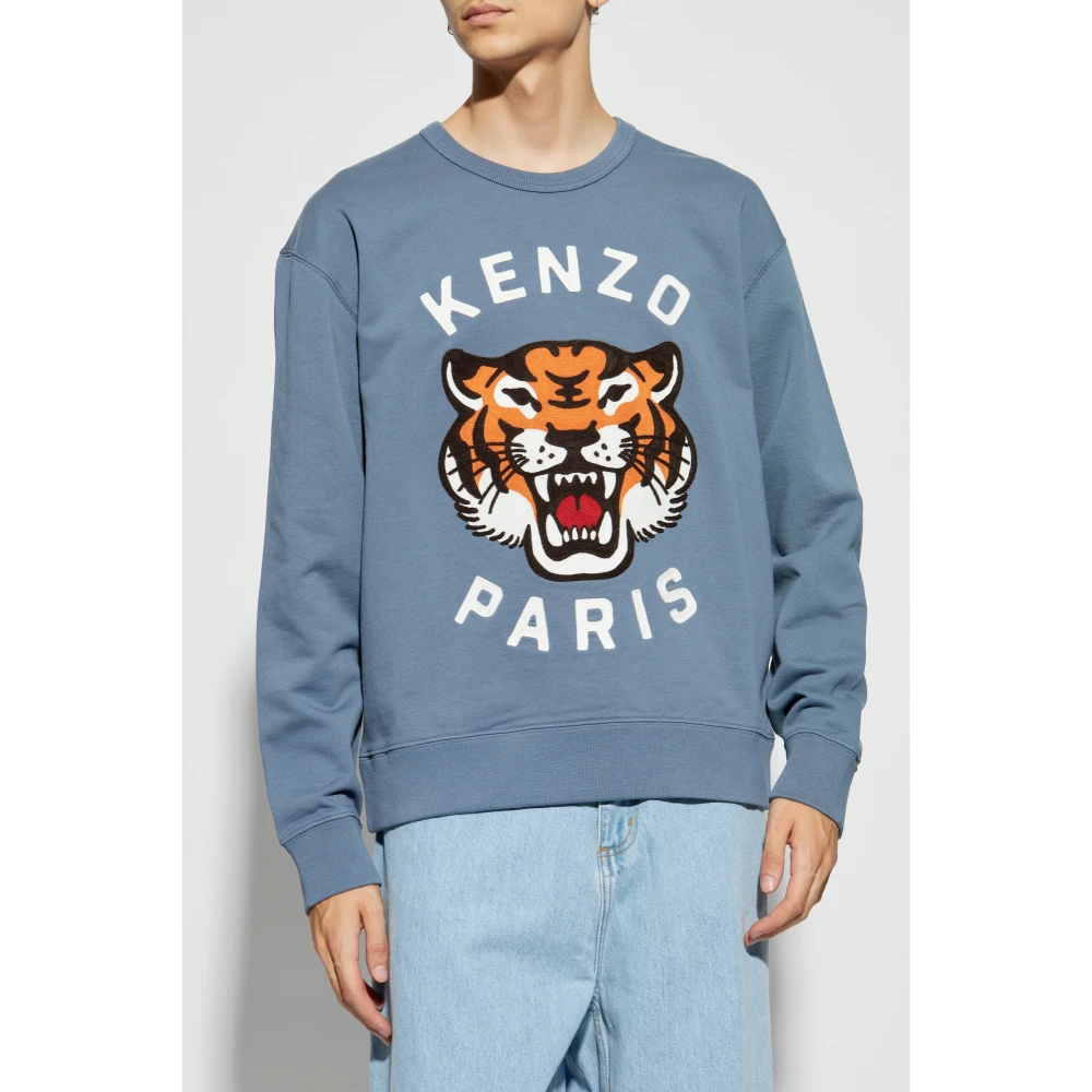Kenzo Sweatshirt met Tijgerhoofd Blue Heren