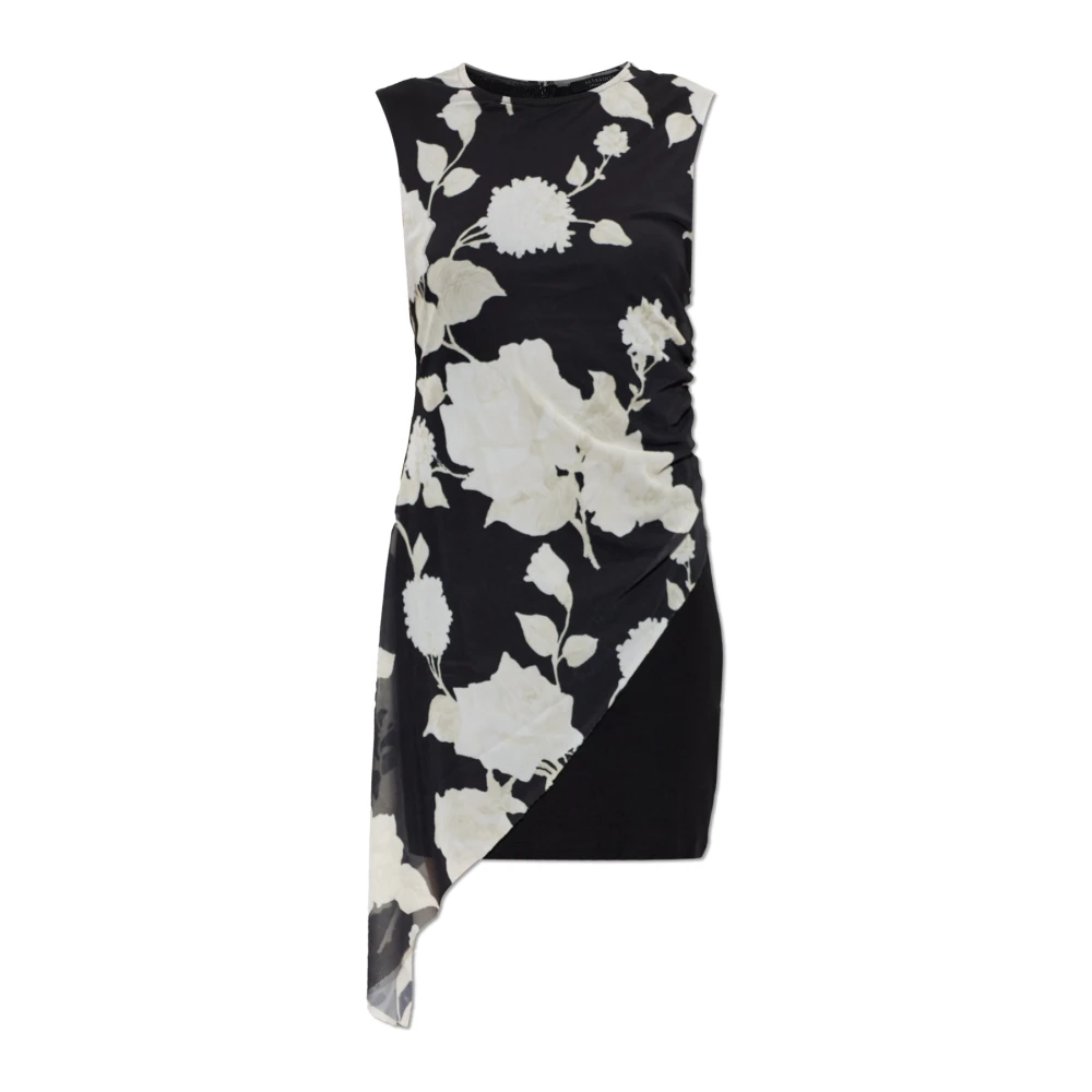 Allsaints Kvinno Svart Klänningar Dam, M, Polyester, Riley Slim Fit Blommig Miniklänning