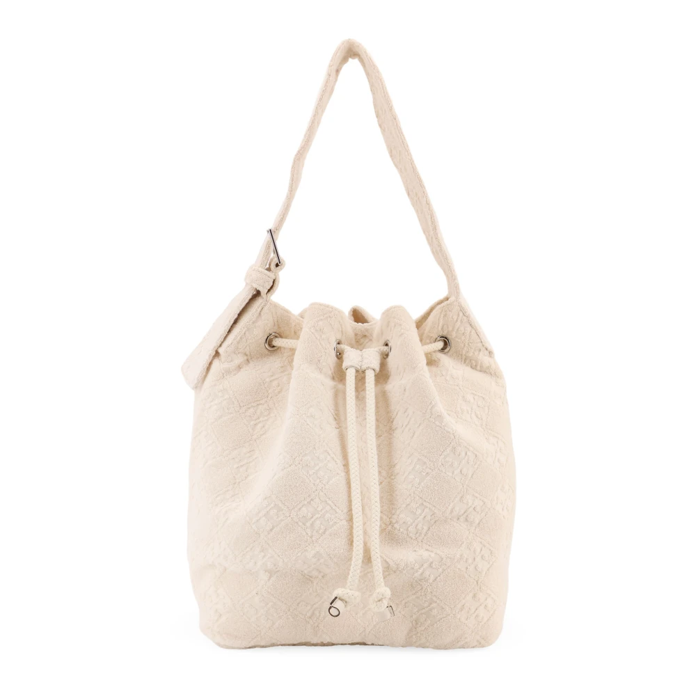 Tory Burch Women's Beige T Monogram Terry Bucket Bag