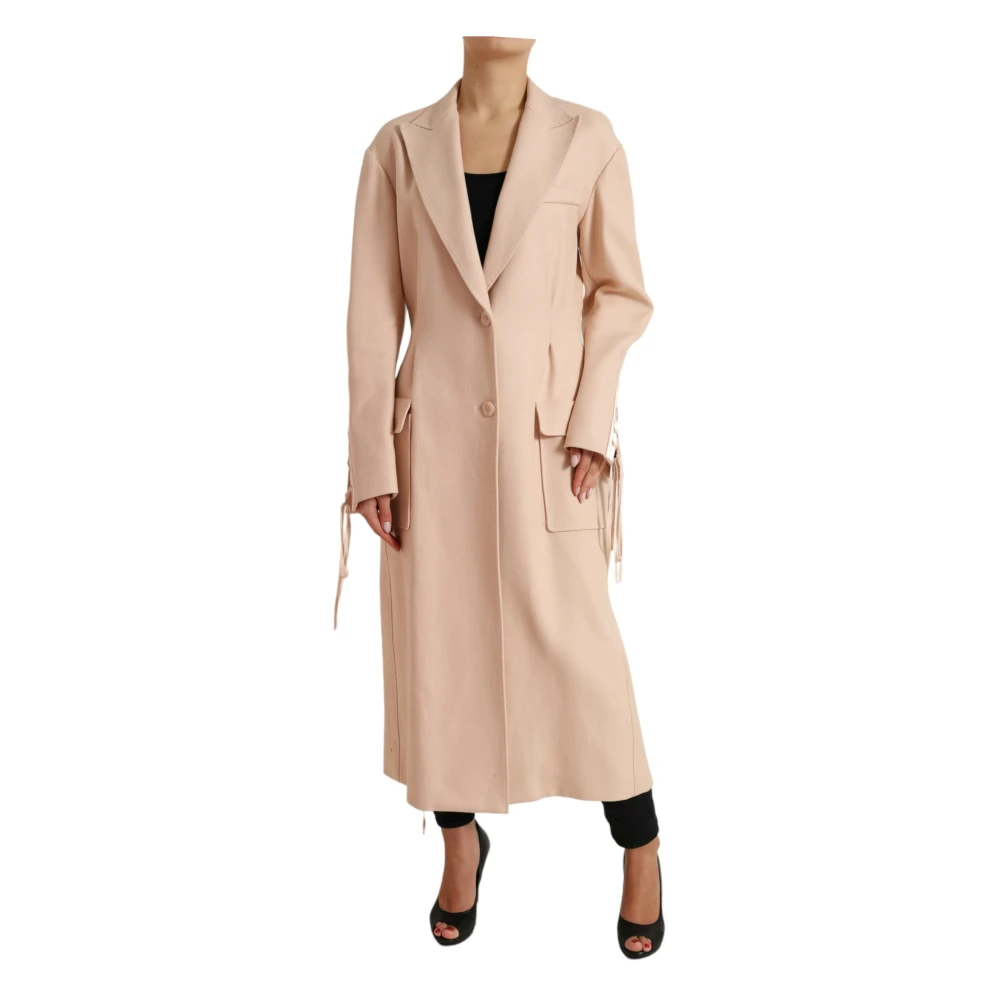 Dolce & Gabbana Women's Beige Single-Breasted Coats, Xs, Elegant Single-Breasted Trench Coat