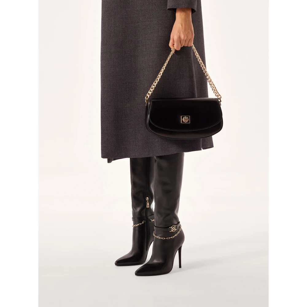 Kazar Zwarte afgeronde schouderketting handtas Black Dames