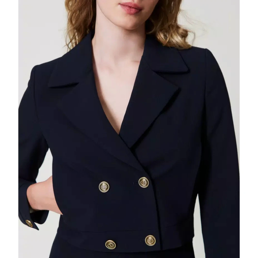 Twinset Cropped Cady Crepe Jas Blue Dames