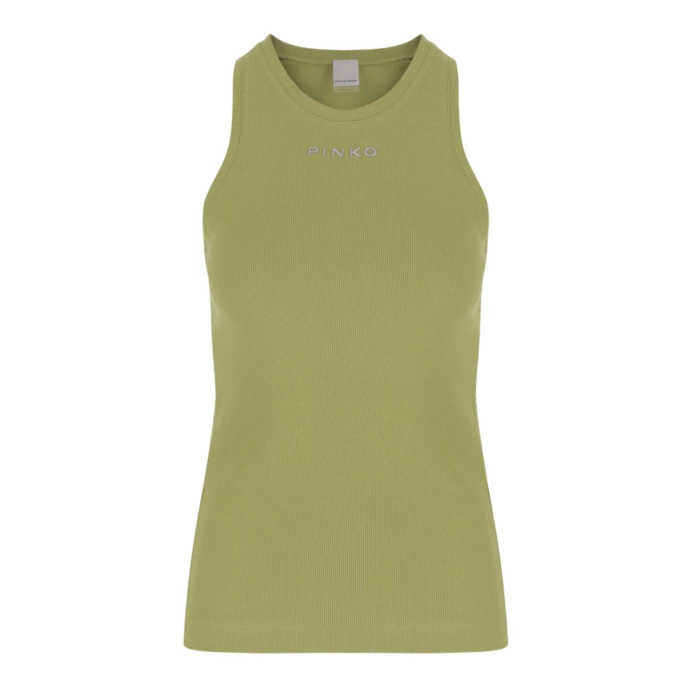 Pinko Groene Stretch Katoenen Tanktop Green Dames