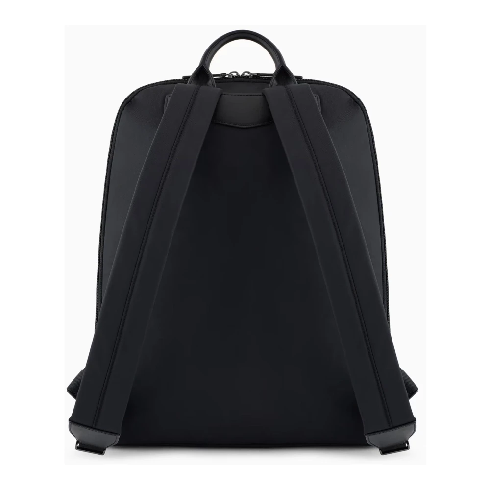Emporio Armani Zwarte nylon tas met leren details Black Heren