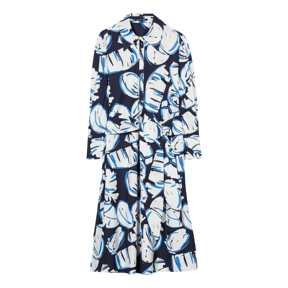 LUISA CERANO Blauwe Bloemenjurk met Knoopsluiting Multicolor Dames