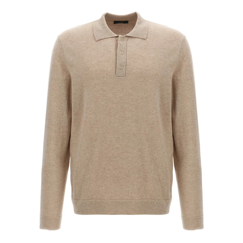 Zanone Men's Beige Cashmere Wool Polo Shirt