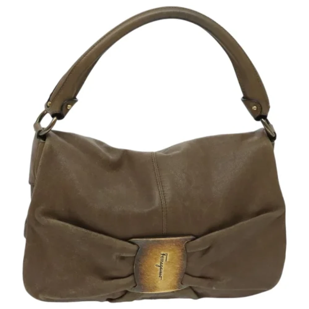 Salvatore Ferragamo Pre-owned Leather handbags Beige Dames