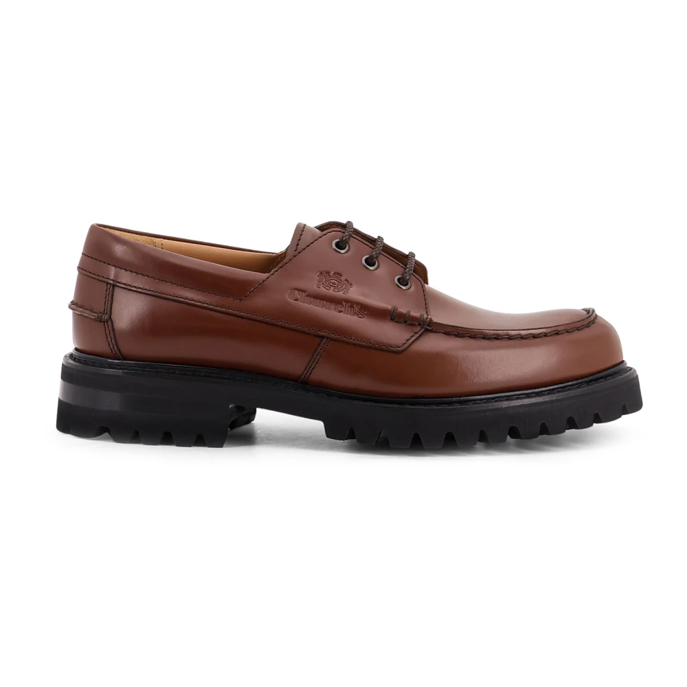 Church's Men's Brown Lace-Up Flat Shoes With Logo Detail - Laced Shoes - 10 Uk - Shoes