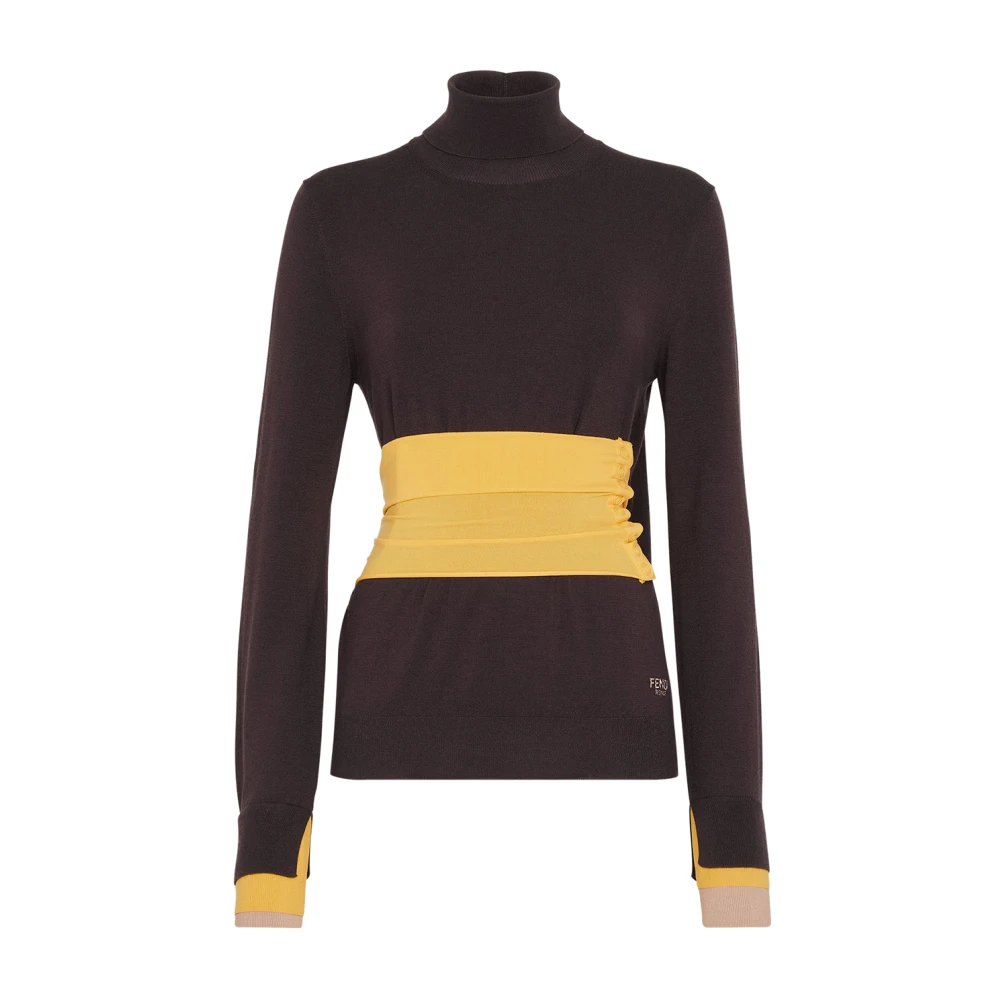 Fendi Paarse wollen gebreide coltrui Purple Dames