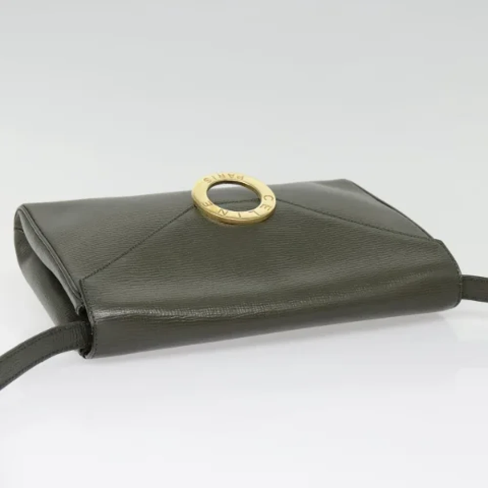 Celine Vintage Pre-owned Leather shoulder-bags Green Dames