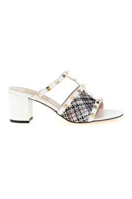 Rockstud Raffia Slide