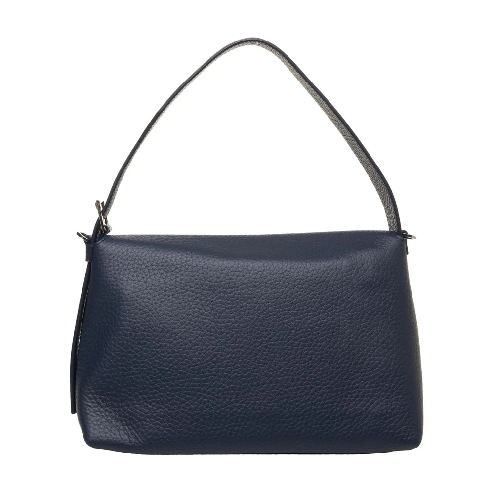 Orciani Blauwe Leren Schoudertas met Afneembare Band Blue Dames