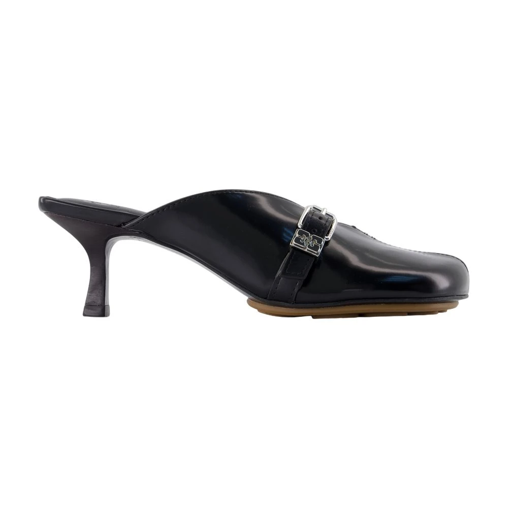 Ganni Women's Black Heeled Mules, 6 Uk, Heeled Sandals - Leather - Slip-On