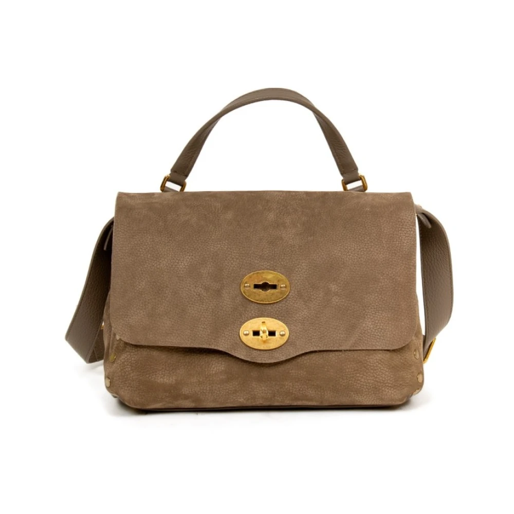 Zanellato Leren Crossbody Tas met Twist Lock Brown Dames