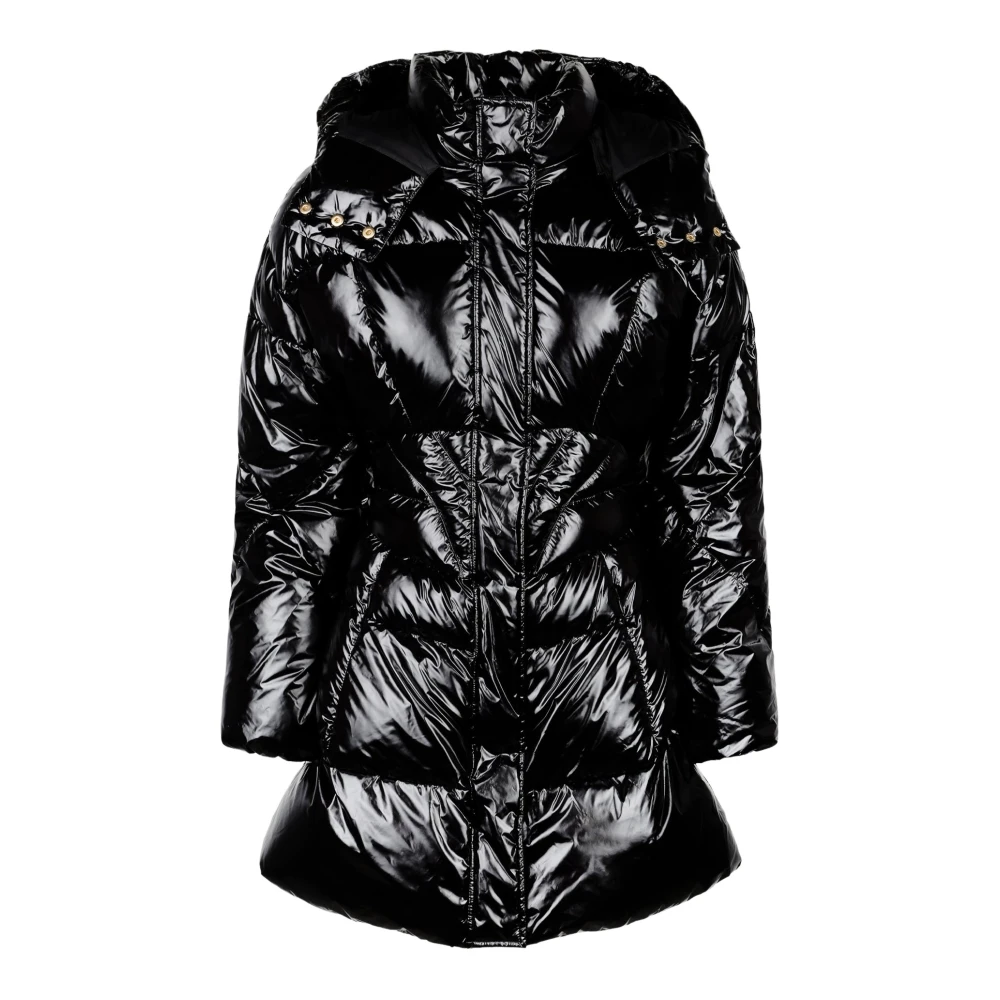 Pinko Svart Glansig Pufferjacka Black, Dam