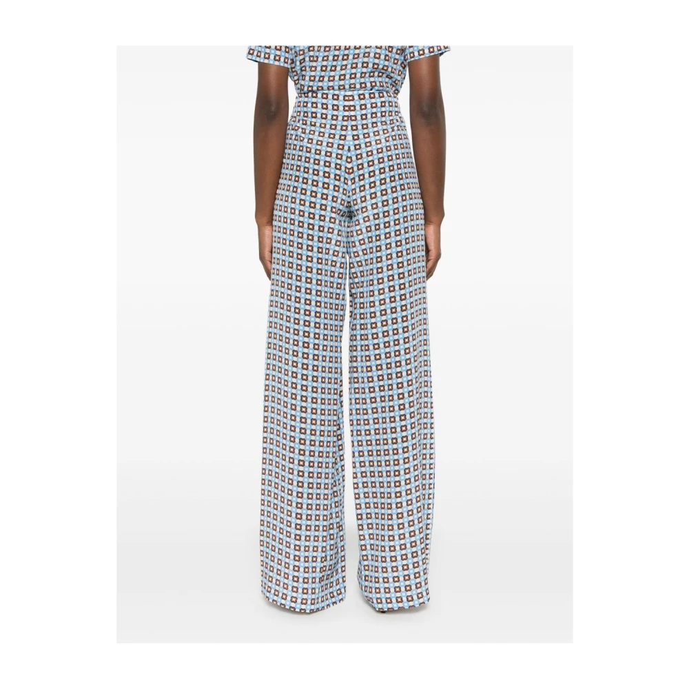Ermanno Scervino Zijden Koord Brede Pijp Broek Blue Dames