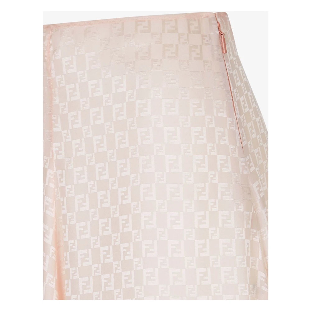 Fendi Roze Zijden Jacquard Rok Pink Dames