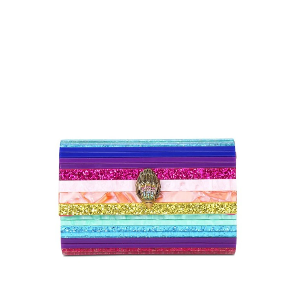 Kurt Geiger Multifärgad Glitter Örn Huvud Clutch Väska Multicolor, Dam