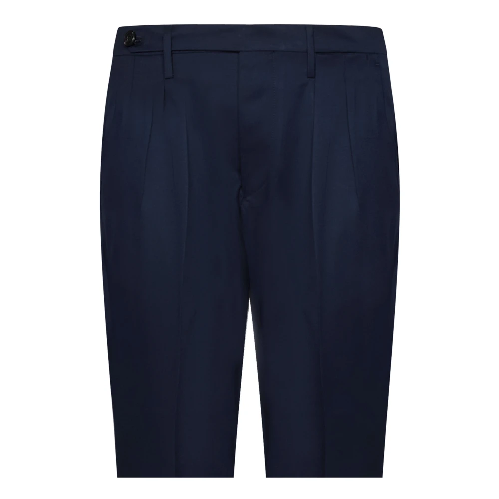 Michael Coal Blauwe Slim-Fit Dubbelgeplooide Broek Blue Heren