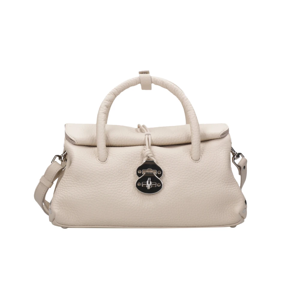 Zanellato Leren Schoudertas met Magneetsluiting Beige Dames