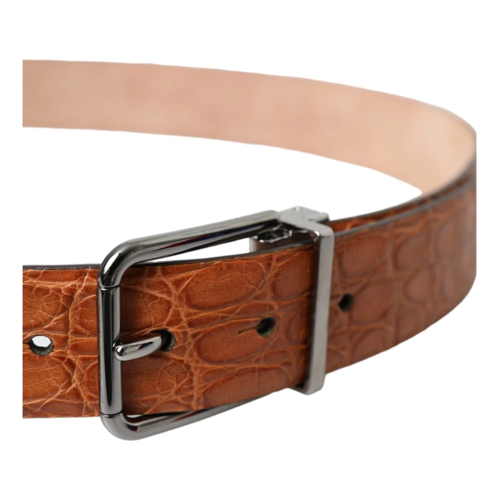 Dolce & Gabbana Exotische leren riem met zilveren gesp Brown Heren