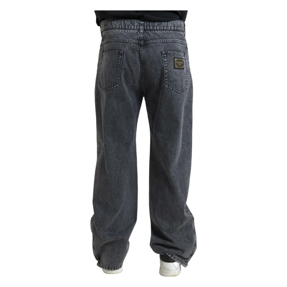 Dolce & Gabbana Donkergrijze Straight Denim Jeans Gray Heren