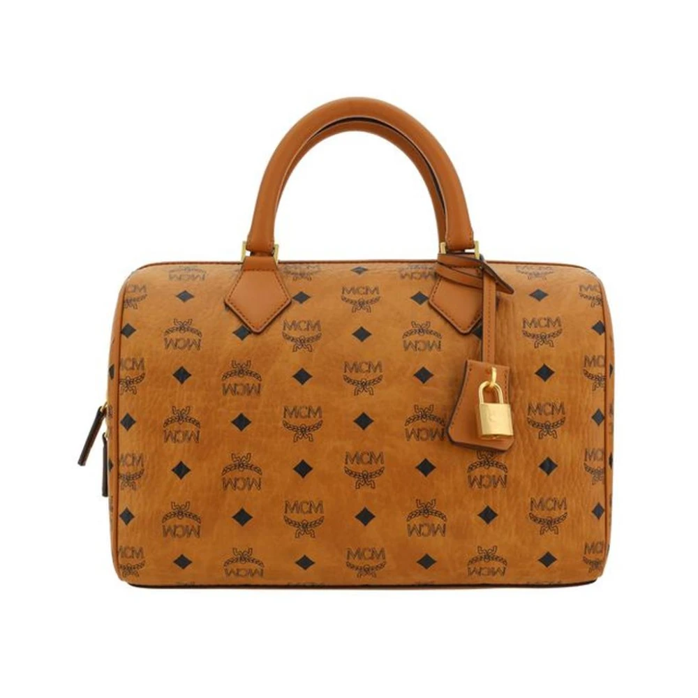 MCM Monogram Rits Handtas met Handvatten Brown Dames