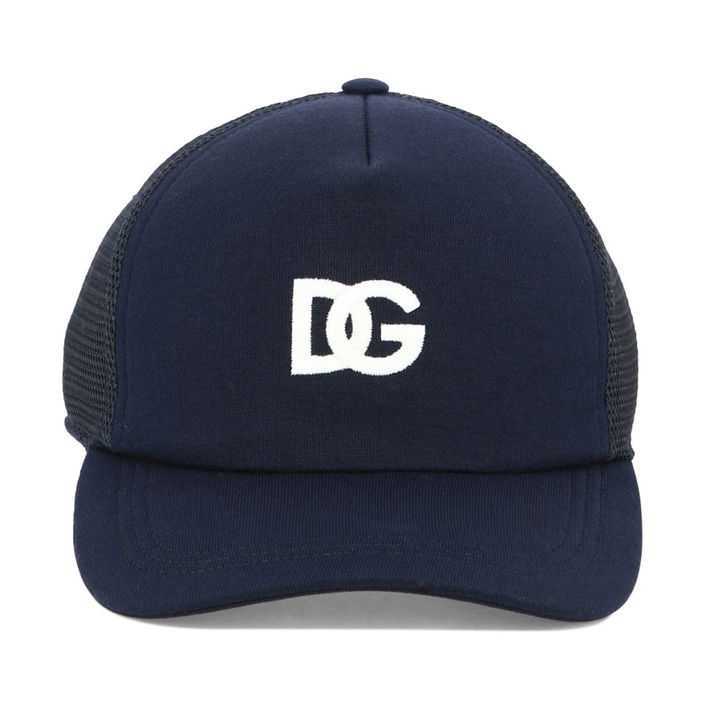 Dolce & Gabbana Stijlvolle Trucker Cap met DG Logo Patch Blue Unisex