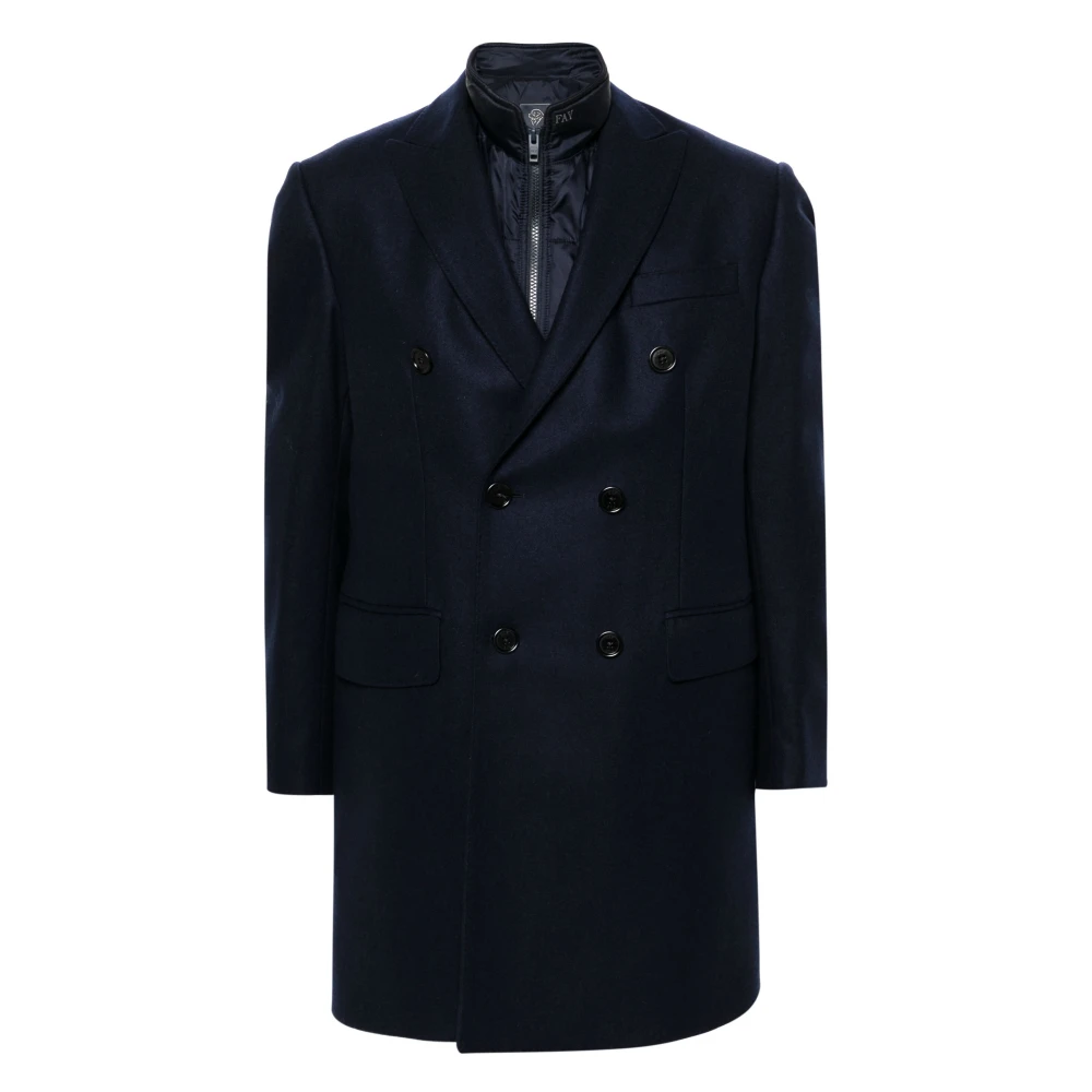 Fay Dubbele Jas Wol Kasjmier Jas Blue Heren